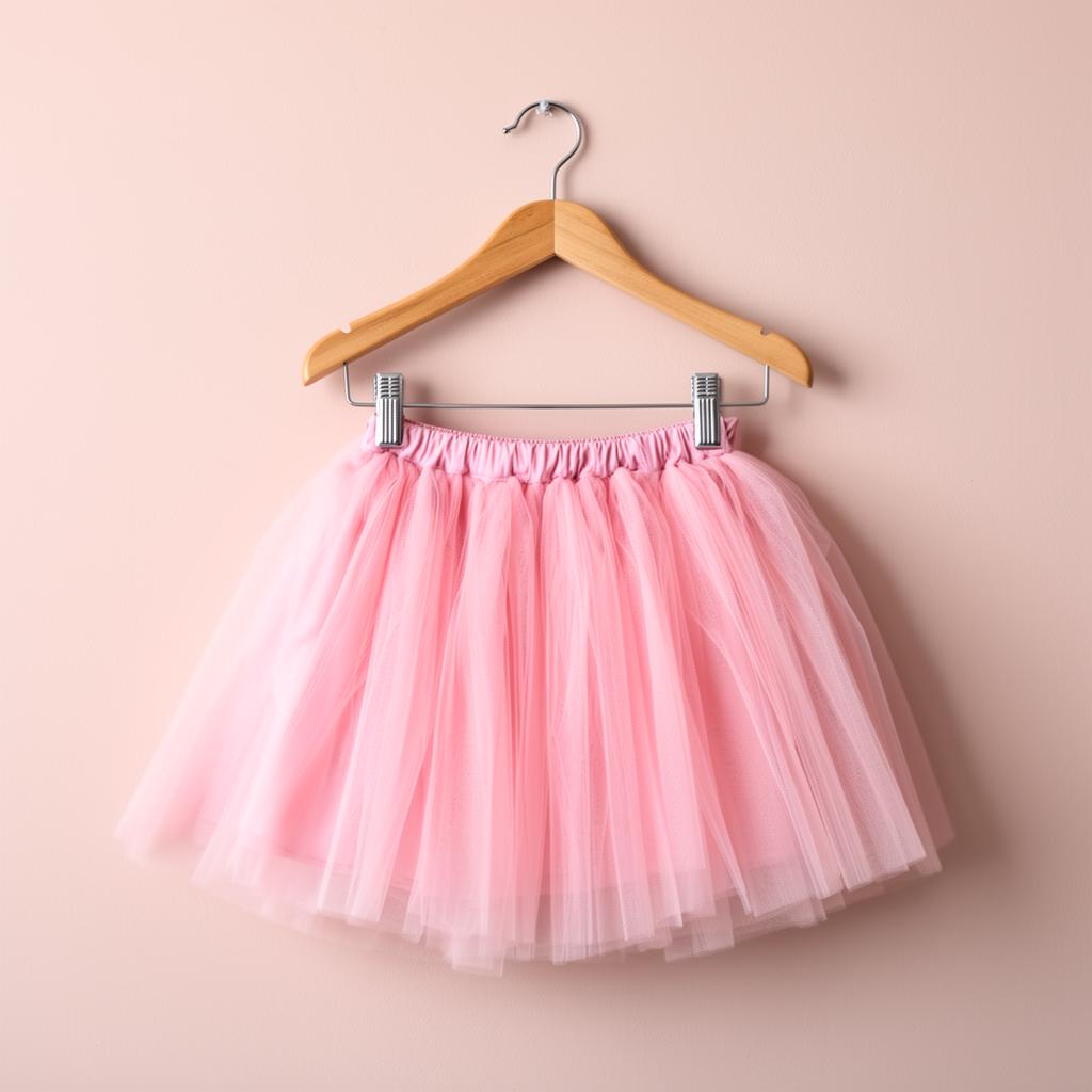 Pink tutu on wooden hanger